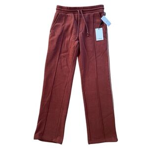 Pacsun Colour Range XS Sweatpants Burgundy Front Pleat White Stripe Straight Leg